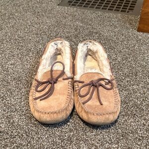 UGG Tan Moccasin Slippers with Plush Lining